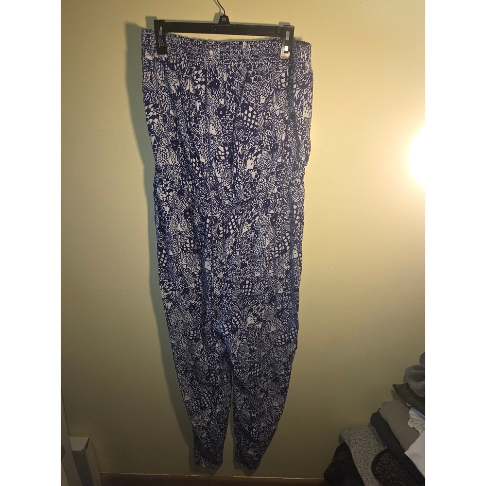 Lilly Pulitzer for Target Blue White Fish Print Strapless Jumpsuit XXL Plus Size